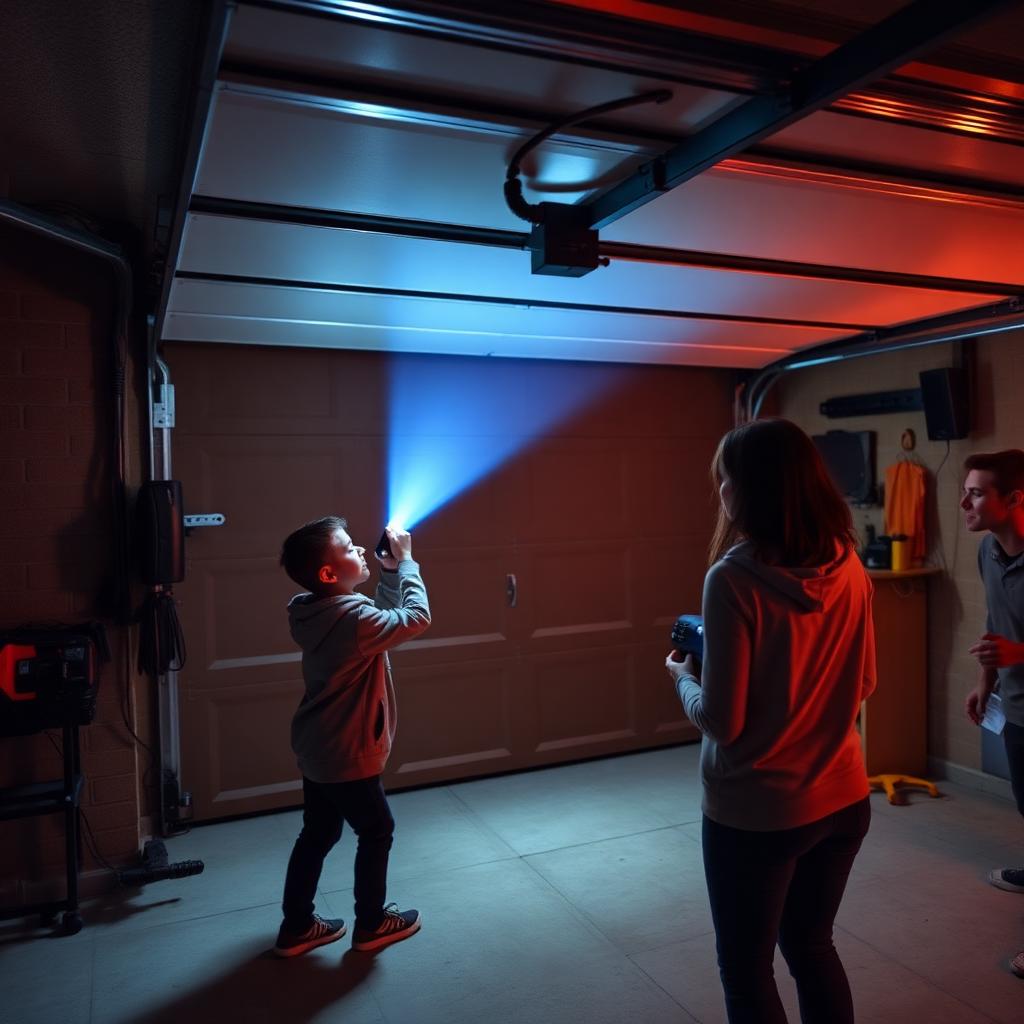 Emergency release cord on garage door opener for power outage access