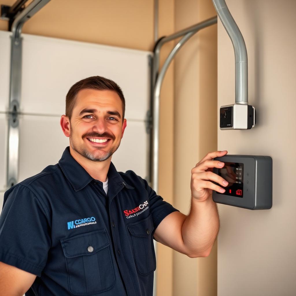 Garage Door Sequim professional technician programming a garage door remote and keypad